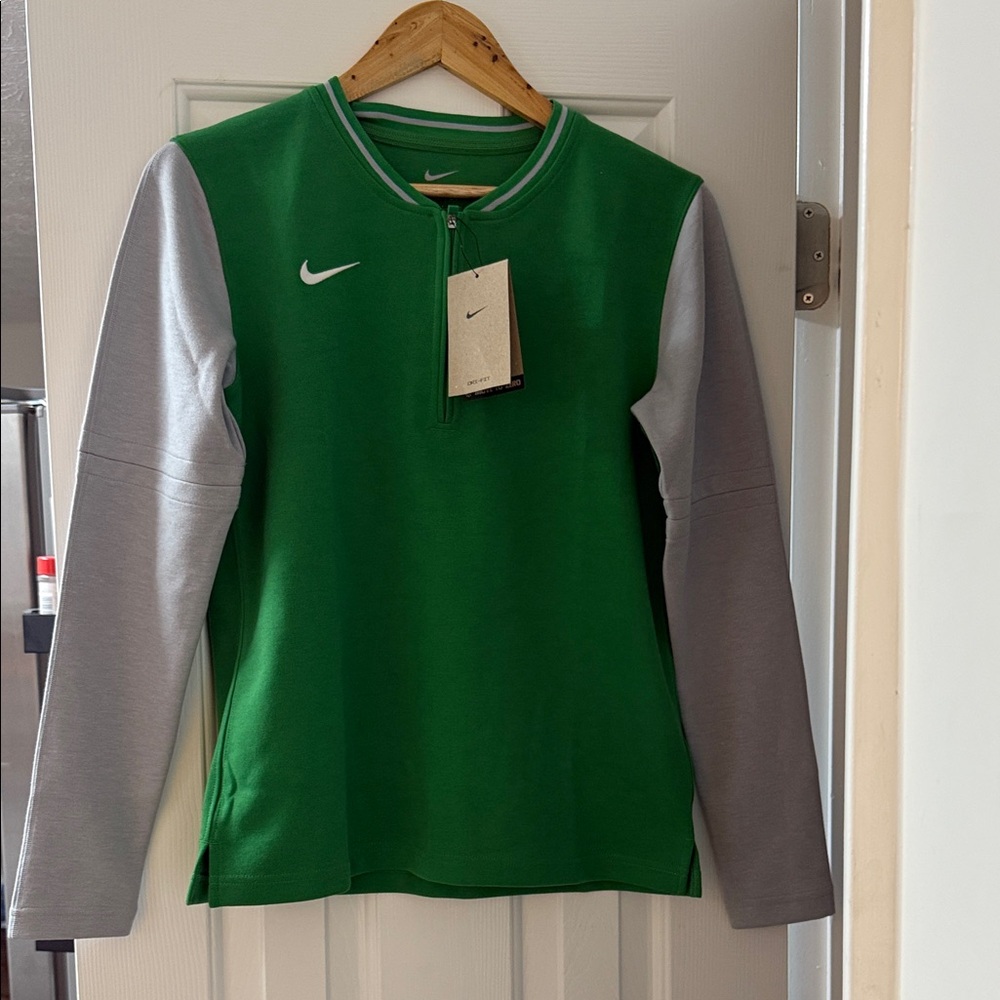Nike Green and Gray Zip-Up Top